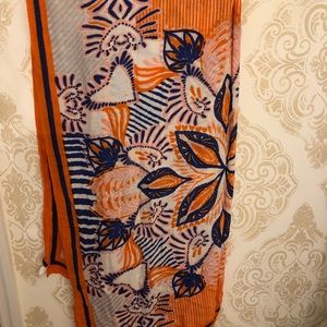 Stella & dot orange blue white scarf sarong cotton
